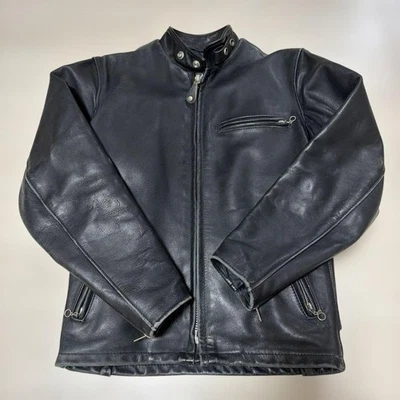 Chaqueta Schott 618 Double Riders 34 Cuero Negro Ideal Bros. - Imagen 1 de 4
