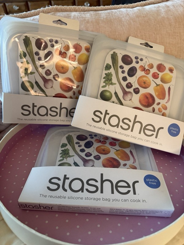 3 Stasher Silicone Reusable Sandwich Storage Size Food Bags Plastic Free 