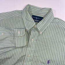 Ralph Lauren Mens Classic Fit Striped Button Down Shirt Green Purple 16 L