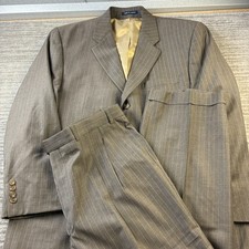 VINTAGE Ralph Lauren Suit 42R Brown Jacket Blazer Pants 36x29 Pinstrie