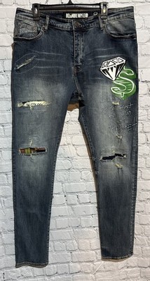 Billionaire Boys Club Jeans Men s Sz 38x32 Button fly Distressed Astronaut BBC
