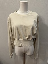 Talentless Women’s  DOLMAN CROP Crewneck Sweatshirt Size M Cream
