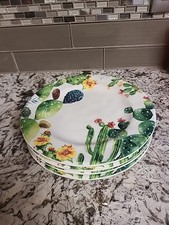 Pier 1 Imports Desert Cactus Dinner Plates 10.25" Ironstone Set Of 4