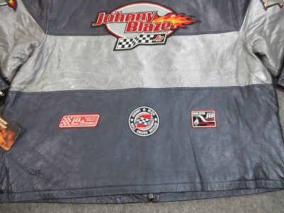 VINTAGE Johnny Blaze Jacket Mens 6XL Gray Leather Bomber 90s Wu