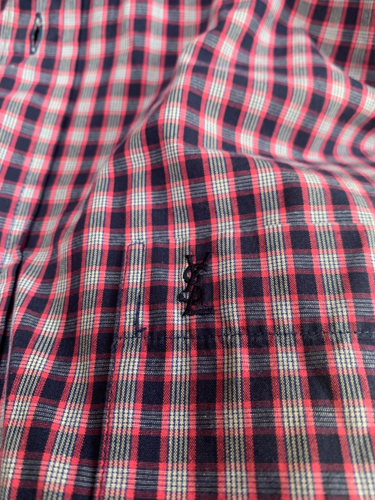 SAINT LAURENT YVES ST LAURENT CAMICIA UOMO A QUADRI INDOSSATA UNA VOLTA TAGLIA 39 15 5