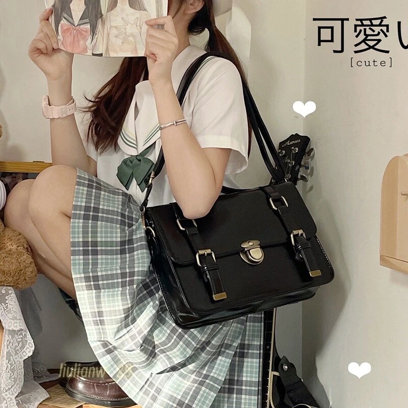 De colección Japonés JK Uniforme Suave Bolsos de Hombro Mochila Cos Bolso de Mano Negro Marrón Foto 4 de 4