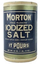 Morton Free Running Iodized Salt 26 oz Full Paper Canister 1980s Prop