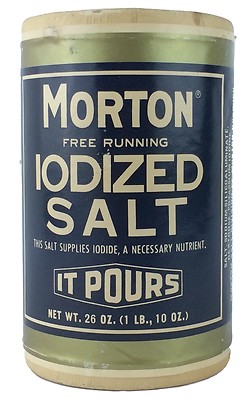 Vintage Early 1980 s Morton Free Running Plain Salt 26 oz Paper FULL Container