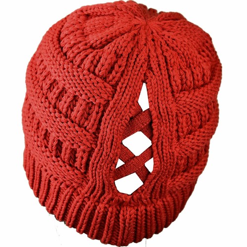 CC Ponytail Gorro Sombrero Suave Elástico Cable Tejido Panel Alto Cola de Pony C.C ¡Gorro! - Imagen 10 de 393