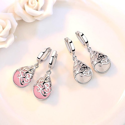 925 Silber Opal Blume Ohrstecker für Damen Antiallergie Trendy Geschenk - Bild 10 von 26