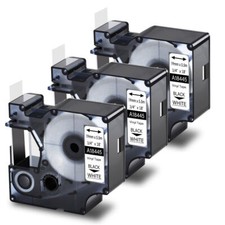 3PK Black on White IND Vinyl Label Tape 18445 for Dymo Rhino 6500 6000 3/4"