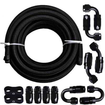 8AN Fitting 10FT Steel Nylon Braided Oil Fuel Line +10pcs Swivel Hose End Kit
