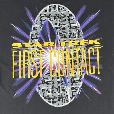 Vintage 90s Star Trek First Contact T Shirt XL Gildan Heavyweight Pre-Shrunk