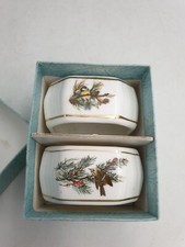Vintage Harleigh Bone China Napkin Serviette Rings Perching Birds Gold Trim Pair
