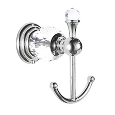 Crystal Towel Hook Chrome Bath Robe Hook Silver Bathroom Wall Hooks Double For C