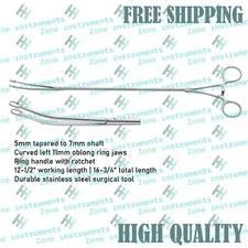 Node Grasping Clamp 5–7mm Shaft, Curved Left 11mm Jaws, 42.4cm with Ratchet