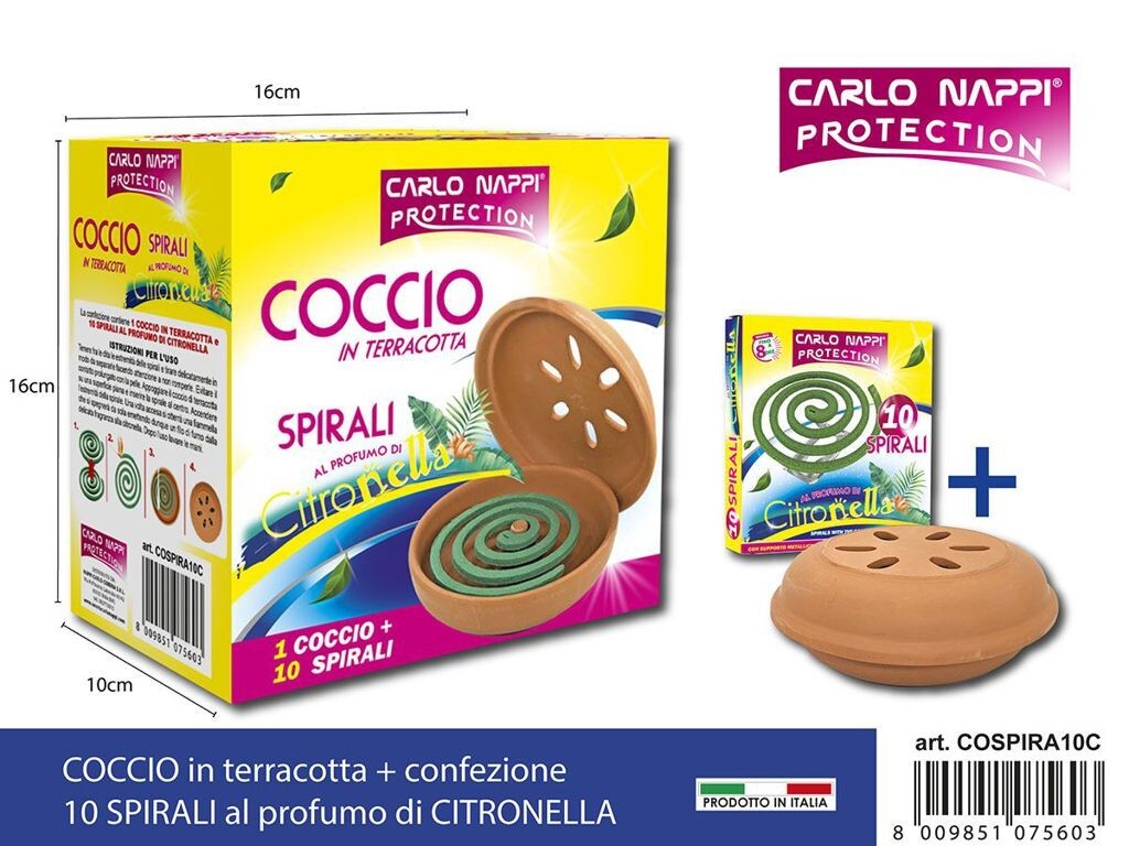 Coccio De Terracota + 10 Espirales Al Aroma De Citronela Anti MOSQUITOS