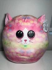 Ty Squish a Boos Sonny Multi-Color Cat 14" Plush Stuffed Animal Squishie Toy NEW