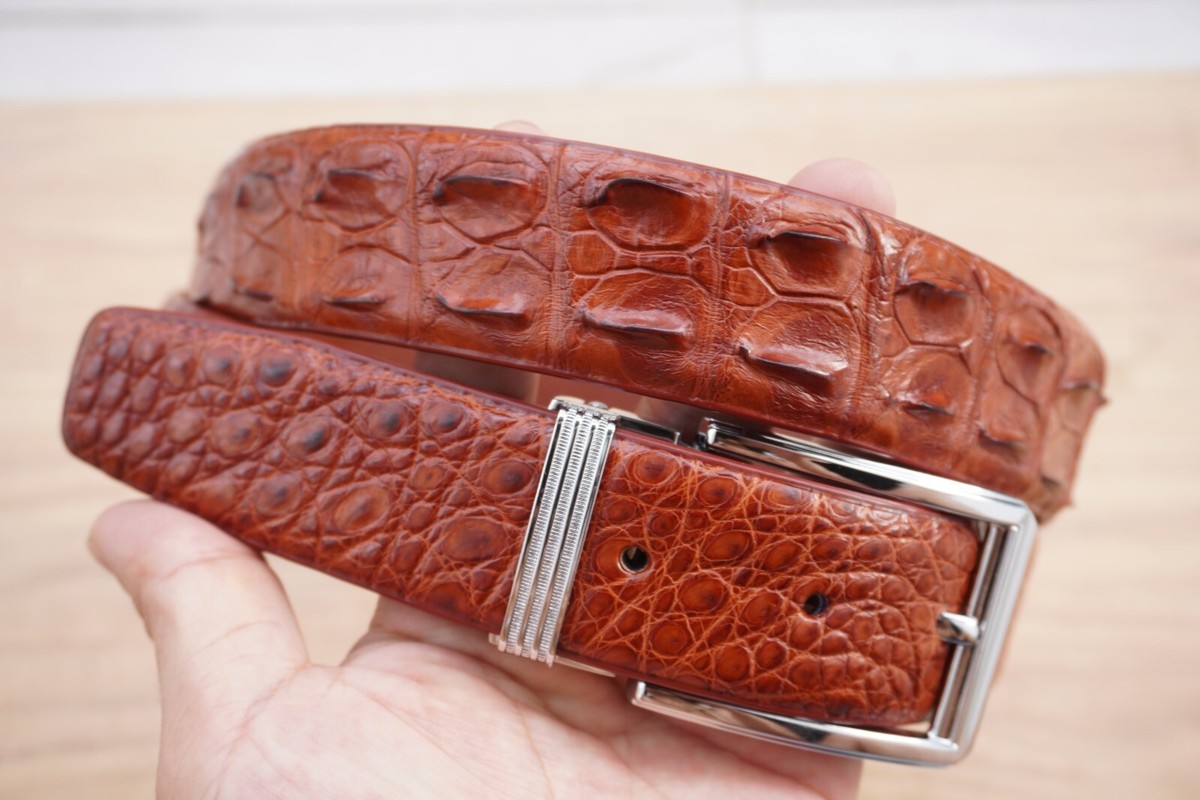 Red Brown Genuine Croc Leather Men's Belt - W 1.3 inch #D20 | eBay