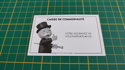 Hasbro C25 Community Kasse Karte Lebensversicherung Spiel Monopoly Schnellspiele