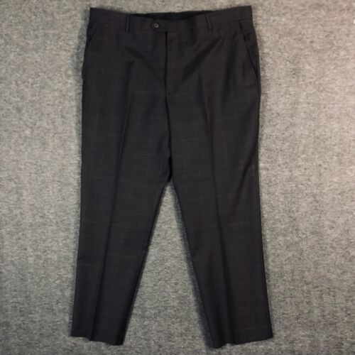 Stafford 3Pc Suit Mens 40R 40x30 Gray Wool Blend Windowpane Jacket Vest Pants - Picture 16 of 22