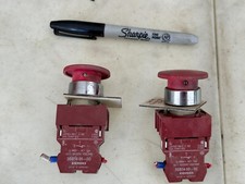 Mushroom Head EMO Switch w/ Siemens 3SB1400-0C Contact Block - Lot of 2