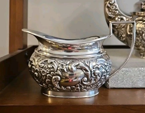 VINTAGE ANTIK REPOUSSE CHELTENHAM SHEFFIELD HOCHRELIEF SILBERPLATTE KAFFEESET - Bild 2 von 15