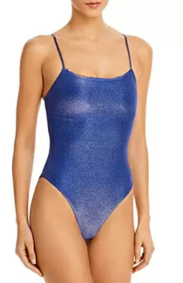 Aqua L56427 Womens Sapphire Swim Shimmer Square Neck One Piece Swimsuit Size XS