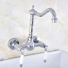 Chrome Brass Swivel Spout Bathroom Sink Faucet Kitchen Basin Cold Hot Tap 2nf561