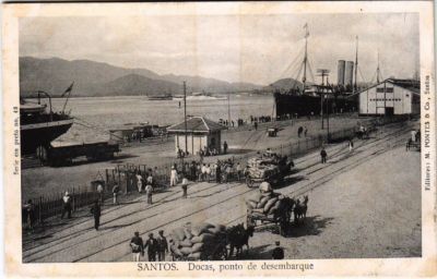 PC BRAZIL, SANTOS, DOCKS, LANDING POINT, VINTAGE POSTCARD (b11367)