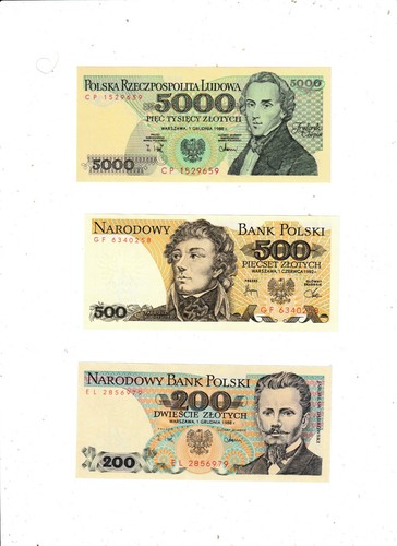 POLAND THREE NOTES UNC