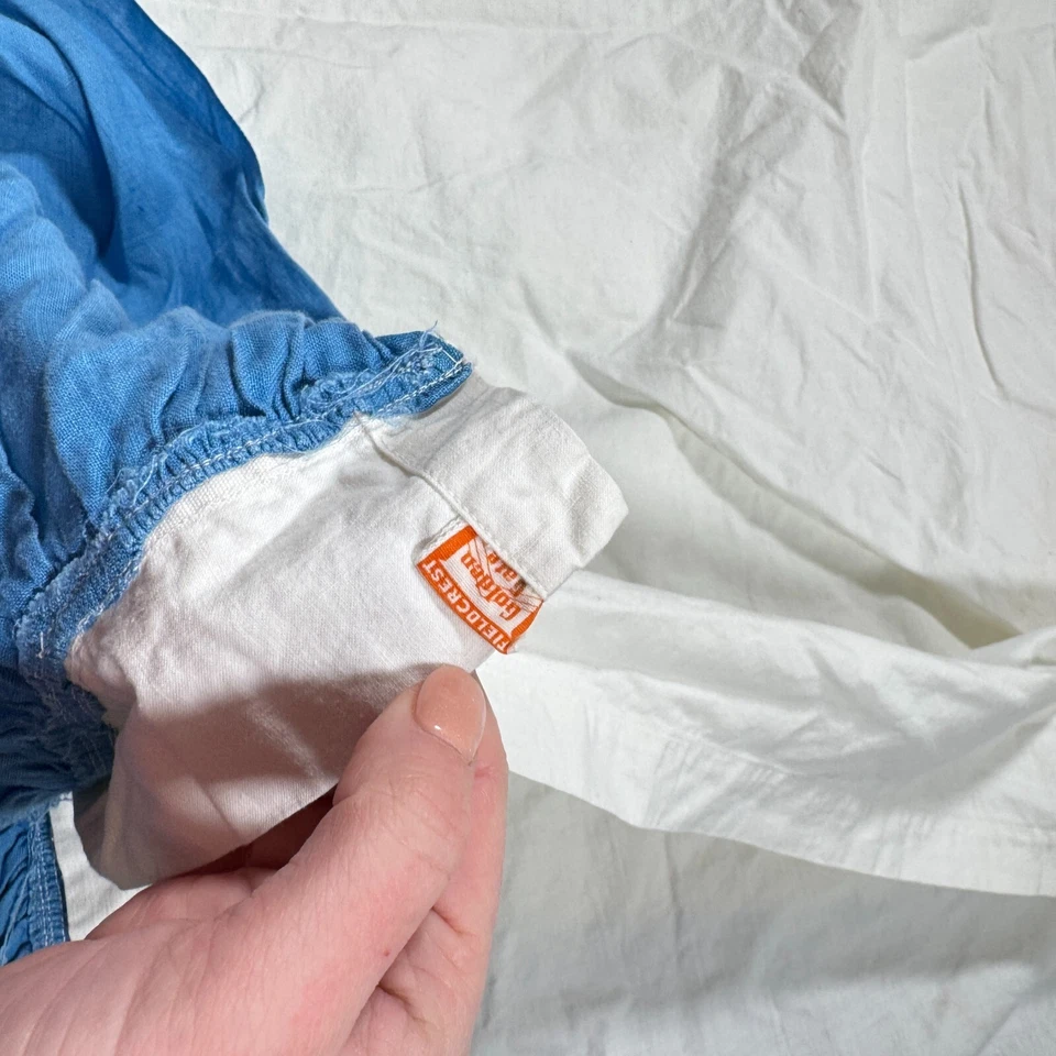 Falda de cama vintage Fieldcrest volante completo algodón azul mcm retro Foto 3 de 4