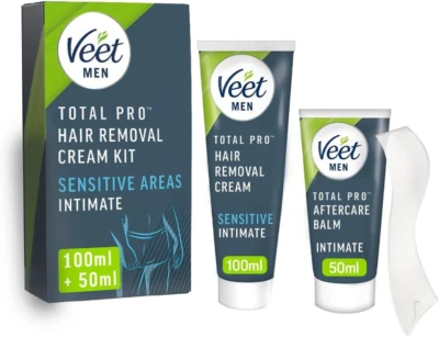 RECKITT Veet Men'S Intimate Hair Removal Kit - 100 Ml Cream, 50 Ml after Shave Balm, Spa