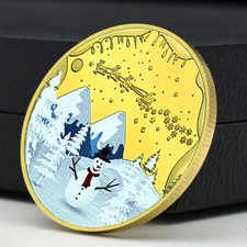 Merry Christmas and Happy New Year Commemorative Coin Holiday Gift Golden Medal