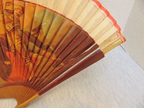 Vintage Collectible Corrida Bullfighting Torrero Hand Fan Wood Fabric PICTURE!! - Picture 3 of 9