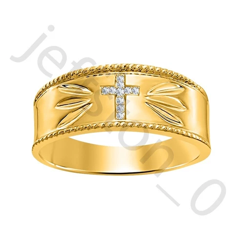 1.25 Ctw Lab Created Diamond 14K Yellow Gold Over Cross Flying Men's Ring