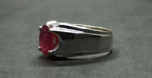 Natural Oval Cut 4.5 Carat Red Ruby Sterling Silver 925 Handmade Yakoot Men Ring - Picture 11 of 12