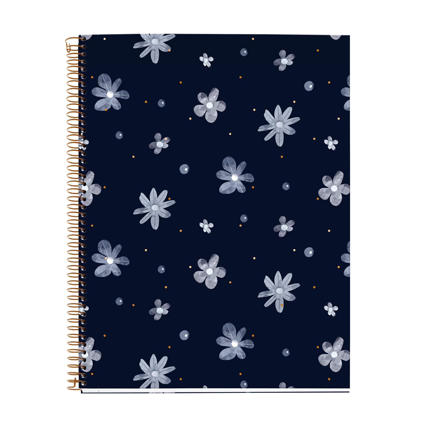 Miquelrius 4-subject Lined Cardboard Notebook 8.5 x 11 - Midnight Floral Sparkle