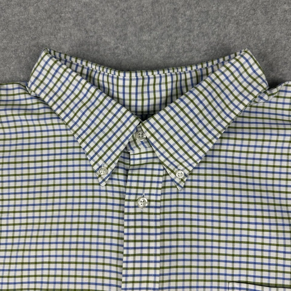 Lands' End Long Sleeve Button Down Check Shirt Size 4XL Green Blue Big & Tall - Image 2 of 4