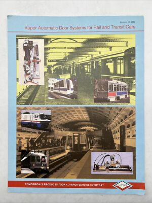 1985 VAPOR AUTOMATIC DOOR SYSTEMS FOR RAIL AND TRANSIT CARS Train Brochure