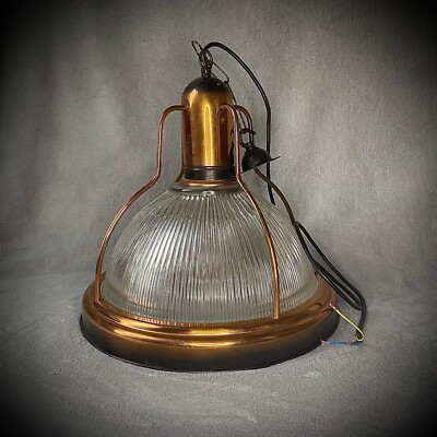 Prismatische Glas Pendelleuchte - Industriestil - patiniertes Kupfer - 14''