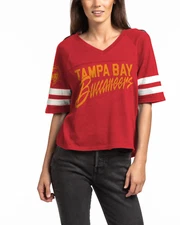 Junk Food Womens NFL Tampa Bay Buccaneers V-Neck Tee Shirt New S, M, L, 2XL