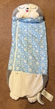 Happy Nappers Blue Husky Pillow and Sleeping Bag Foldable Kids Soft Comfy