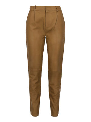 STAND Studio Leather Chiara Carrot Pleated Lamb Moss Dijon PANTS 40 M L NWT NEW