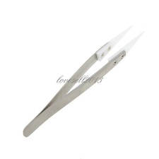 1PCS Stainless Steel Ceramic Tweezers Heat Resistant Non Conductive Ceramic tip