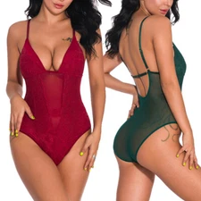 Women Sexy V Neck One Piece Bodysuit Leotard Top Blouse Jumpsuit Romper US