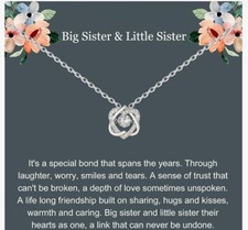 For My Sister Necklace , Sterling Silver 2 Hearts Intertwined Gift For Sister