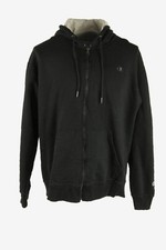 Champion Tracksuit Top Zip Crew Neck Sports Retro Black Size XL - SW2898