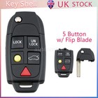 Flip Remote Car Key Fob Case Shell 5 Button For Volvo S60 S80 XC90 V70 XC70 XC90