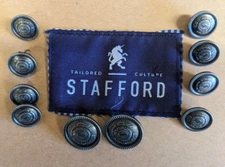 10 Stafford Pewter Tone Signature Replacement Shank Buttons Blazer Sports Coat
